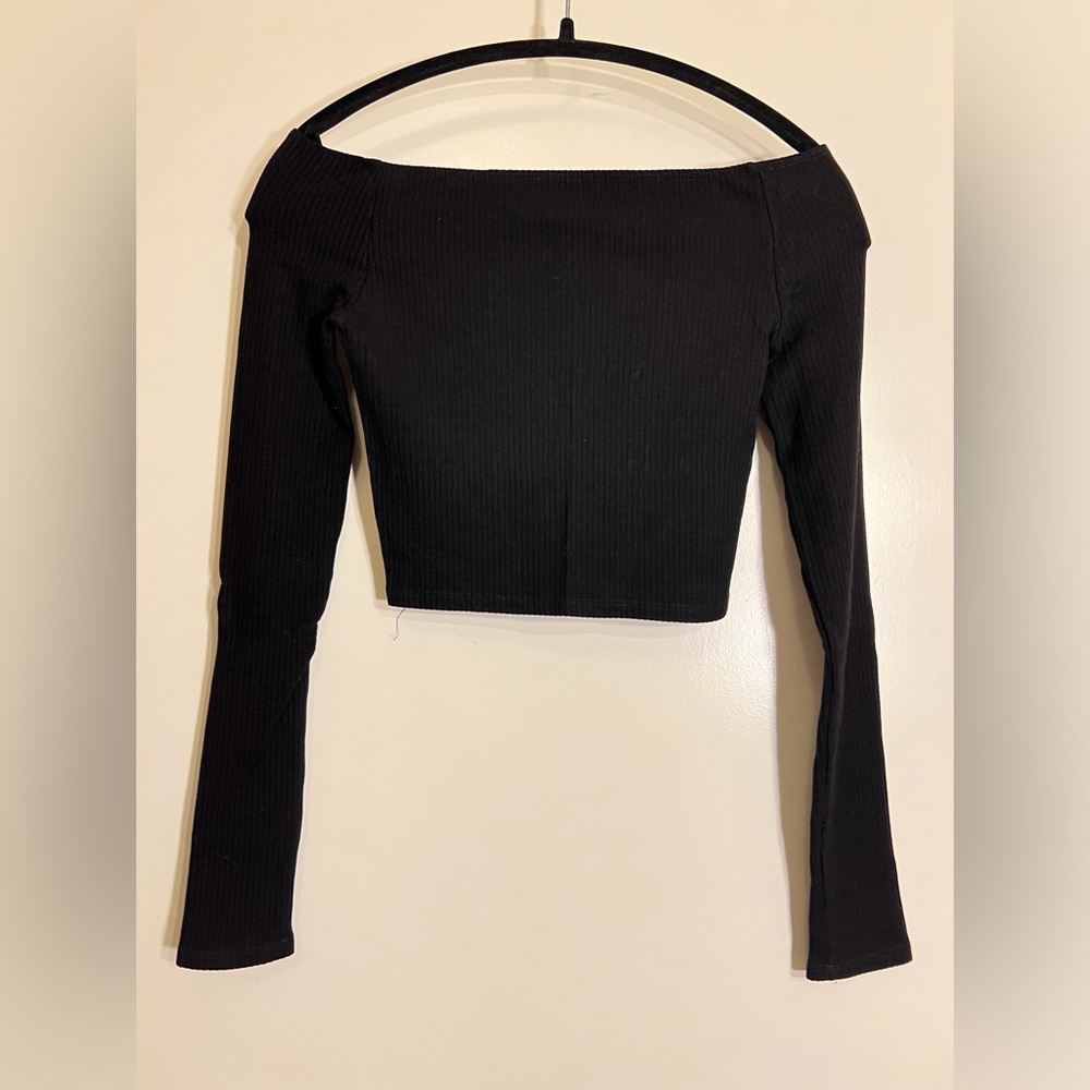 Reformation Women’s Black Off-Shoulder Ribbed Top